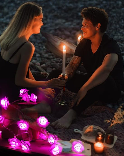 30 LED Pink Lights Valentines Day Decorations, Valentines Day Gifts 10.3Ft 8 Modes Rose Lights String Battery Operated with Remote Flower Lights for Bedroom Wedding Party Mothers Day Christmas Decor - LeafyLoom