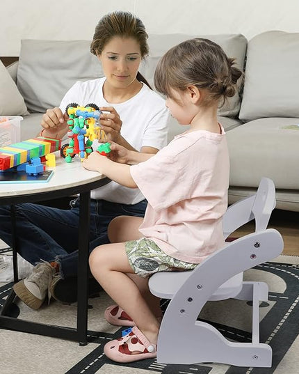 HOUCHCIS Toddler Chair, Wooden Toddler Chair for Kids, Adjustable Kids Chairs for Toddlers, Toddler Chairs and Small Chair, Kids Chair (Grey) - LeafyLoom