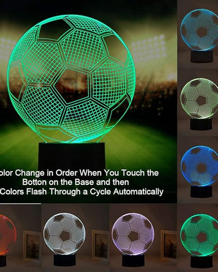 Wiscky Soccer Night Lights for Kids 3D Illusion Football Lights Lamp 7 LED Colors Changing Touch Table Desk Lamps Decorative Lighting Cool Toys Gifts Birthday Holiday Xmas Gifts Sports Theme Fans - LeafyLoom