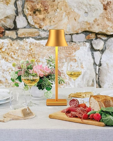 SAKRINGT LED Cordless Table Lamps Rechargeable,5000mAh Battery Operated Table Light,3 Color Stepless Dimming,Portable Small Desk Lamp in Aluminum for Party Patio Restaurant Indoor/Outdoor - LeafyLoom