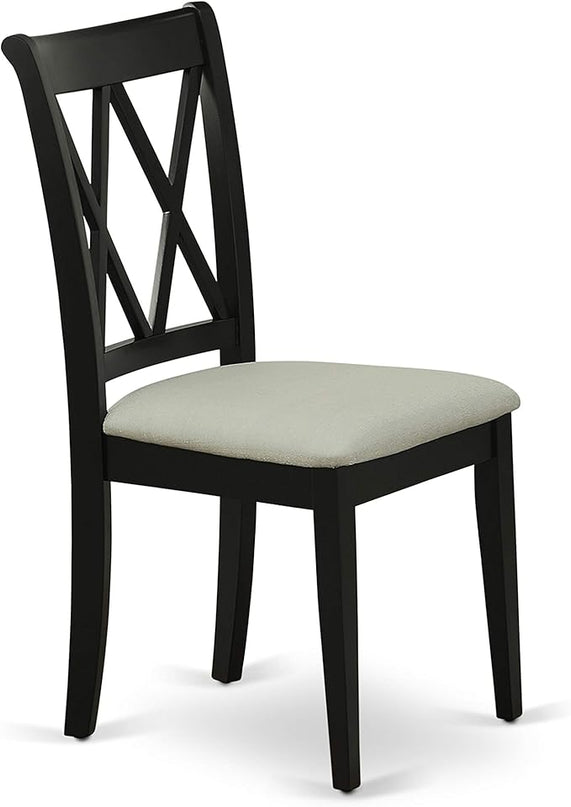 East West Furniture DLCL5-BLK-C Dublin 5 Piece Room Set Includes a Round Dining Table with Dropleaf and 4 Linen Fabric Upholstered Chairs, 42x42 Inch, Black - LeafyLoom