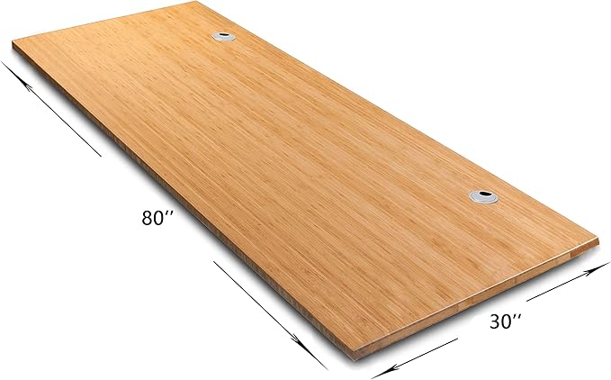 VWINDESK 80 x 30 x 1 Inch 100% Solid Bamboo Desk Table Top Only,for Standing Desk Home Office Desk with 80mm grommets(Right Angle) - LeafyLoom