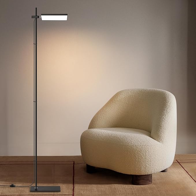 Modern Floor Lamp, 360 Degree Rotation Sky LED floor lamp Office Lighting, Bright LED Standing Pole Light, Tall lamps for Living Room,Bedroom,Reading,Study Room (Black) - LeafyLoom