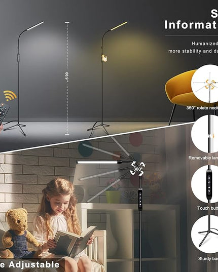 EBEST Led Floor Lamp with Remote LED lamp lash light for Eyelash Extensions Craft task Lamps Floor Standing light Gooseneck Dimmable reading lamp eyelash Lamp for Lashes makeup - LeafyLoom