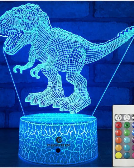 easuntec Dinosaur Toys 3D Night Light with Remote & Smart Touch 7 Colors + 16 Colors Changing Dimmable TRex Toys 1 2 3 4 5 6 7 8 Year Old Boy or Girl Gifts (TRex 16WT) - LeafyLoom
