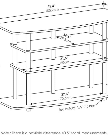 Furinno Frans Turn-N-Tube TV Stand for TV Size up to 43 Inch, 4-Tier, White Oak - LeafyLoom