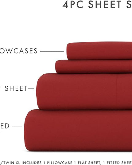 Linen Market Bed Sheets for Queen Size Bed (Burgundy) - Sleep Better Than Ever with These Soft and Cooling Queen Sheets - Deep Pocket Fits 16" Thick Beds - 4 Piece Queen Sheet Set - LeafyLoom