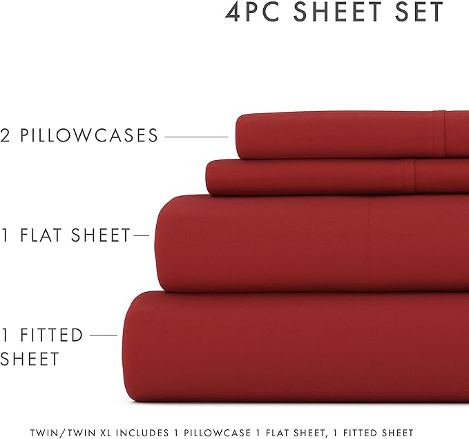 Linen Market Bed Sheets for Queen Size Bed (Burgundy) - Sleep Better Than Ever with These Soft and Cooling Queen Sheets - Deep Pocket Fits 16" Thick Beds - 4 Piece Queen Sheet Set - LeafyLoom