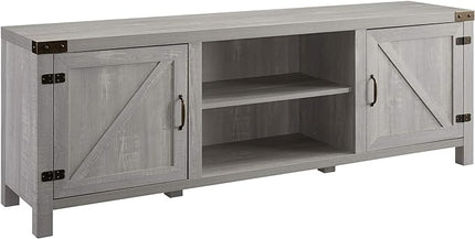 Walker Edison Georgetown Modern Farmhouse Double Barn Door TV Stand for TVs up to 80 Inches, 70 Inch, Stone Grey - LeafyLoom