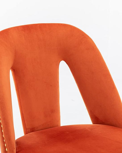 NicBex Dining Chairs Set of 2 Velvet Upholstered Kitchen Dining Chairs with Nailhead Trim for Dining Room-Orange - LeafyLoom