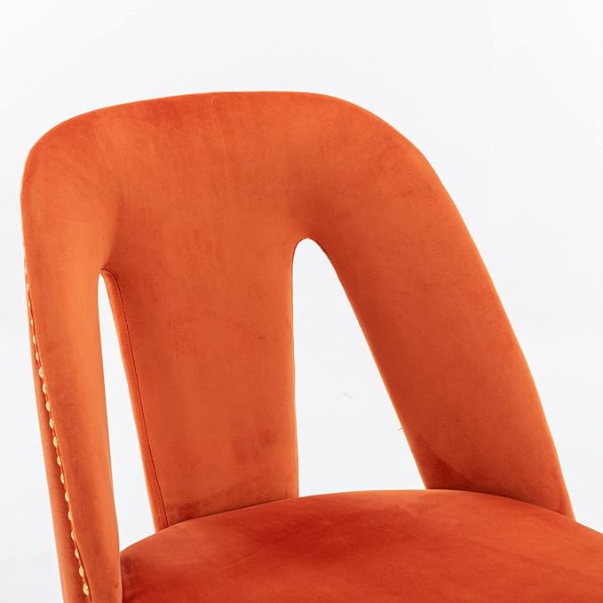 NicBex Dining Chairs Set of 2 Velvet Upholstered Kitchen Dining Chairs with Nailhead Trim for Dining Room-Orange - LeafyLoom