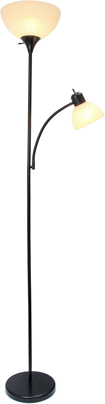 Simple Designs LF2000-BLK Mother-Daughter Floor Lamp with Reading Light, Black - LeafyLoom