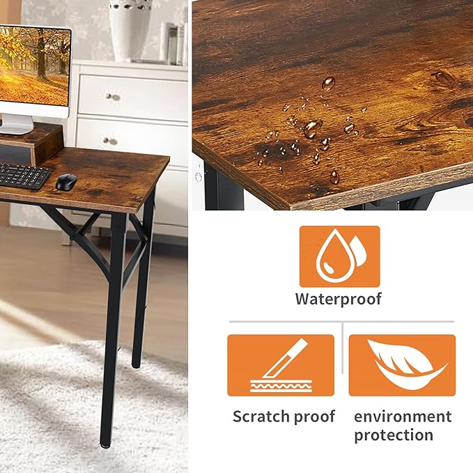 TEMI Foldable Desks for Small Spaces - Quick and Easy Setup Portable Desk. Folding Table for Office, Bedroom, or Outdoor Activities. Small Foldable Desk Functions, as a Computer Table and Study Desk - LeafyLoom