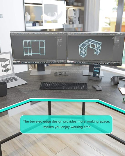 Elephance Large L-Shaped Computer Desk with Shelves, Corner Desk, Home Office Writing Workstation, Gaming Desk PC Latop Table with Storage - LeafyLoom