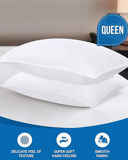 Utopia Bedding Bed Pillows for Sleeping (White), Queen Size, Set of 2, Hotel Pillows, Cooling Pillows for Side, Back or Stomach Sleepers - LeafyLoom