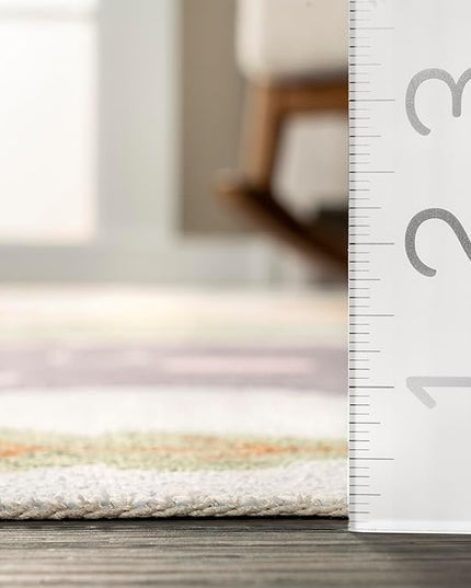 nuLOOM Felipa Safari Machine Washable Kids Ultra Thin Area Rug, 4x6, White Multi - LeafyLoom