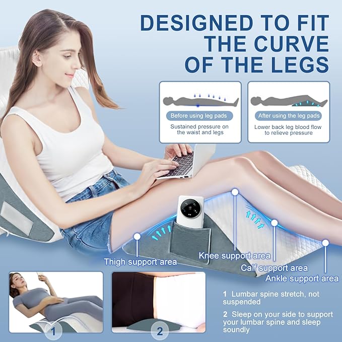 4Pcs Orthopedic Bed Wedge Pillow Set for Sleeping, Memory Foam Bed Wedge Pillow for Post Surgery, Back, Neck, Knee Pain Relief, Adjustable Sleeping Wedge Pillow with Washable Cover - LeafyLoom