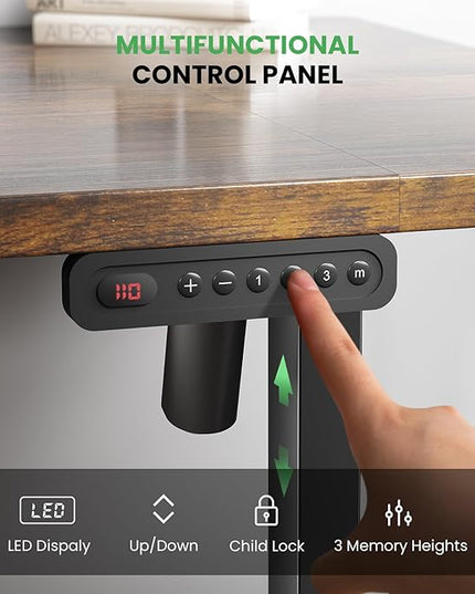 Electric Standing Desk Adjustable - 55 x 24 Inch Sit Stand up Desk with Cable Management - 3 Memory Preset Adjustable Height Desk Computer Home Office Desk - LeafyLoom