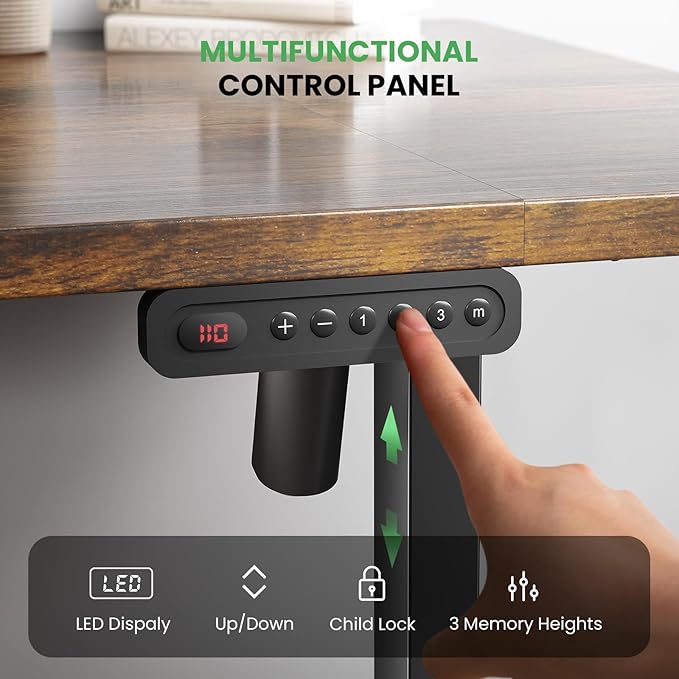 Electric Standing Desk Adjustable - 48 x 24 Inch Sit Stand up Desk with Cable Management - 3 Memory Preset Adjustable Height Desk Computer Home Office Desk - LeafyLoom