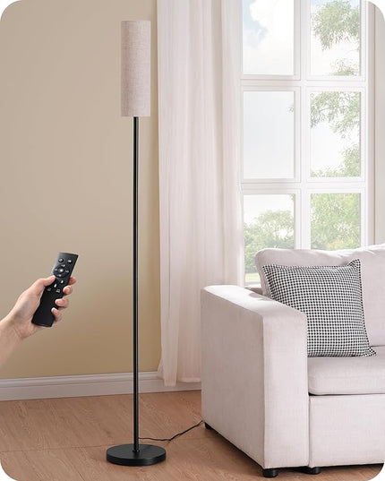 EDISHINE LED Corner Floor Lamp for Living Room, 65" Standing Tall Reading Lamp with Remote, Minimalist Dimmable Pole Lighting for Bedroom, Office, Kids Room, Bulb Included, 2700K-6000K (Black) - LeafyLoom
