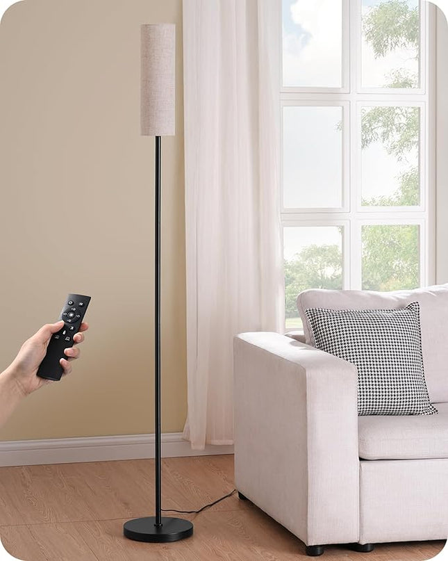 EDISHINE LED Corner Floor Lamp for Living Room, 65" Standing Tall Reading Lamp with Remote, Minimalist Dimmable Pole Lighting for Bedroom, Office, Kids Room, Bulb Included, 2700K-6000K (Black) - LeafyLoom