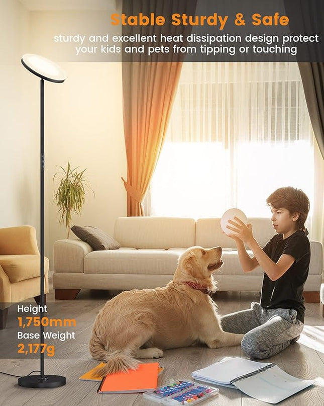 Floor Lamp,36W Bright Floor Lamp,3000LM LED Torchiere Lamp,Sky Modern LED Lamps,4 Color Temperature,Dimmable Brightness,Touch & Remote Control,Tall Standing Pole Light for Living Room,Bedroom,Office - LeafyLoom