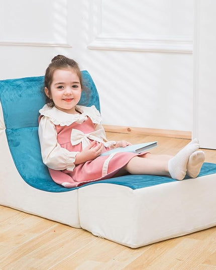 Kids Indoor Chaise Lounge Sofa Bed Foam Comfy Floor Chair for Boys and Girls Folding Lazy Sofa Couch with Back Support Comfy Reading Chair for Toddlers and Teens, Royal Blue - LeafyLoom
