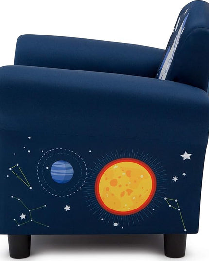 Delta Children Space Adventures Kids Upholstered Chair, Blue - LeafyLoom