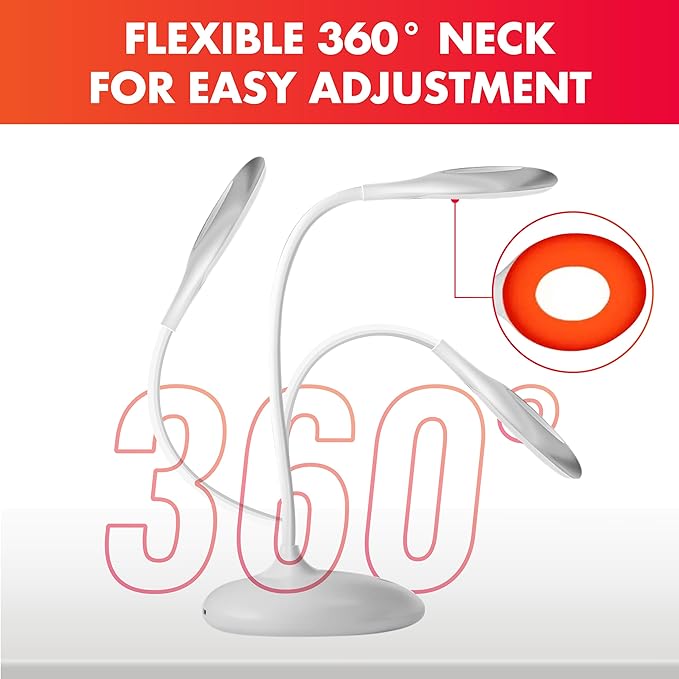 Mito Red Light - Red Light Lamp - Portable & Flexible Red Table Lamp - Cordless Lamp, Rechargeable Reading Lamp - Red Light Reading Light - Red Light for Bedroom & Desk - LeafyLoom