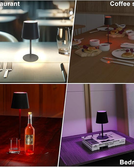 ORALUCE RGB Cordless Table Lamp Rechargeable, LED Battery Operated Desk Lamp with Type-C Charging Port, Multiple Colour Stepless Dimming Touch Lamp for Outdoor Party/Coffee Shop/Camping/Bars, 1 Pack - LeafyLoom