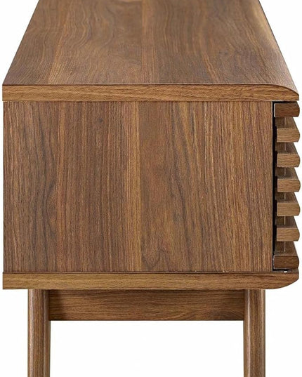 Modway Render Mid-Century Modern Low Profile 59 Inch TV Stand in Walnut - LeafyLoom