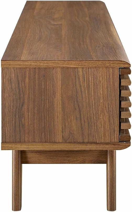 Modway Render Mid-Century Modern Low Profile 59 Inch TV Stand in Walnut - LeafyLoom