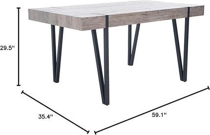SAFAVIEH Home Collection Alyssa Mid-Century Rustic Industrial Grey Oak/Black Dining Room Table DTB7000C, 0 - LeafyLoom