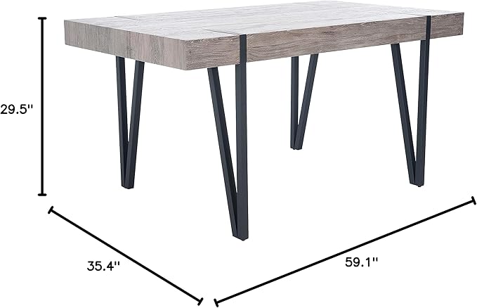 SAFAVIEH Home Collection Alyssa Mid-Century Rustic Industrial Grey Oak/Black Dining Room Table DTB7000C, 0 - LeafyLoom