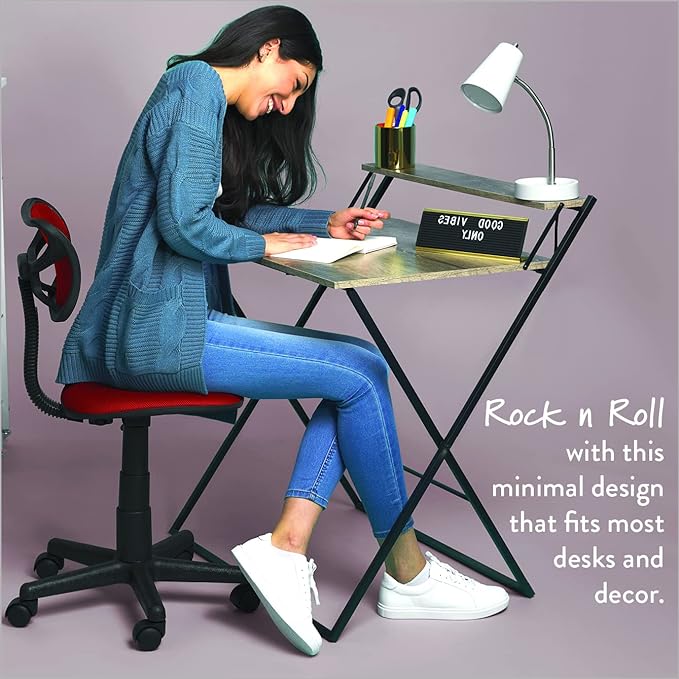 Swivel Mesh Desk Chair, Red 21D x 21W x 33H in - LeafyLoom