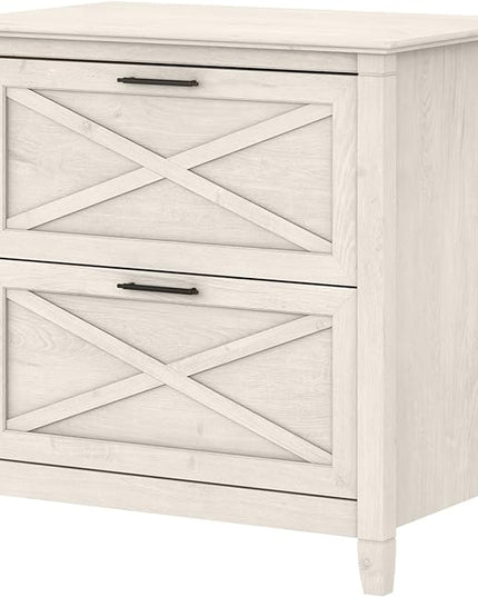 Bush Furniture Key West 2 Drawer Lateral File Cabinet in Linen White Oak | Document Storage for Home Office | Accent Chest with Drawers - LeafyLoom