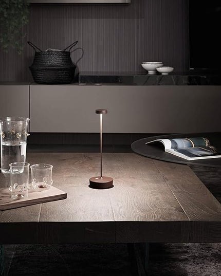 2 Pack Rechargeable Cordless Table Lamp Outdoor Portable LED Battery Operated Light - 3 Color Temperatures Touch Dimmable, IP54 Protection, Suitable for Indoor or Outside (Rust) - LeafyLoom