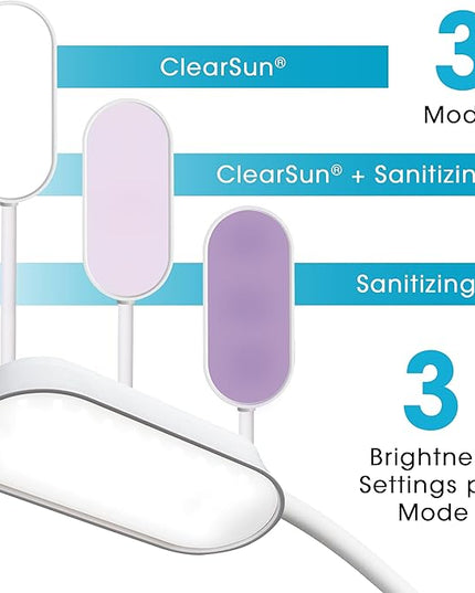 OttLite Achieve LED Sanitizing Desk Lamp Wireless Charging and USB Charging - Touch Activated, Flexible Neck, Modern Light for Reading, Crafting & Office Desktop - LeafyLoom