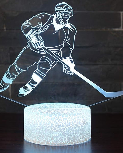 WMH Hockey Night Light with 7 Colors Changing- LED 3D Optical Illusion Lamp for Kids Room Decor and Hockey Fans (Hockey) - LeafyLoom