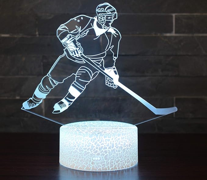 WMH Hockey Night Light with 7 Colors Changing- LED 3D Optical Illusion Lamp for Kids Room Decor and Hockey Fans (Hockey) - LeafyLoom
