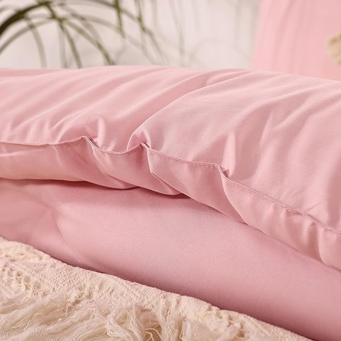ROSGONIA Pink California King Comforter Set, 3pcs Oversized Boho Lightweight Microfiber Blanket Quilts, Gifts - LeafyLoom