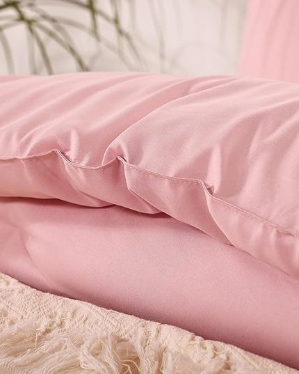 ROSGONIA King Size Comforter Set Pink, 3pcs (1 Boho Pink Comforter & 2 Pillowcases) All Season Bedding Soft Lightweight Bedspread Blanket Quilts - LeafyLoom