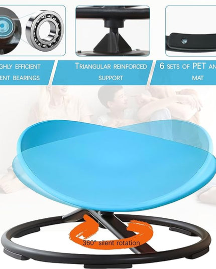Kids Sensory Spinning Chair, Sit and Spin Toy, Autistic Childs Swivel Chair, Training Body Coordination, Metal Base Non-Slip Indoor and Outdoor Activity Toys (Blue) - LeafyLoom