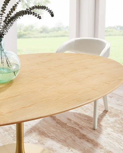Modway Lippa Dining Table, 78", Gold Natural - LeafyLoom