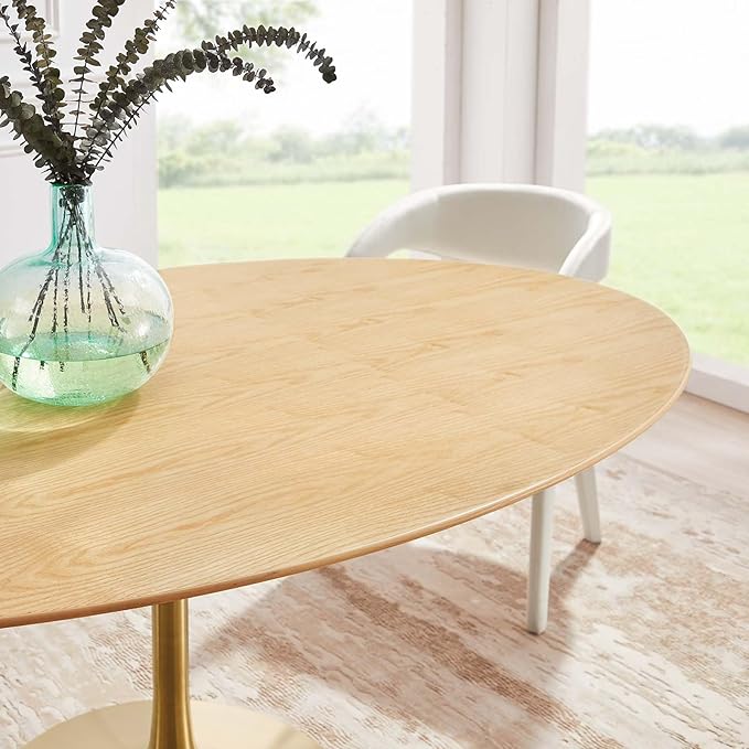 Modway Lippa Dining Table, 78", Gold Natural - LeafyLoom