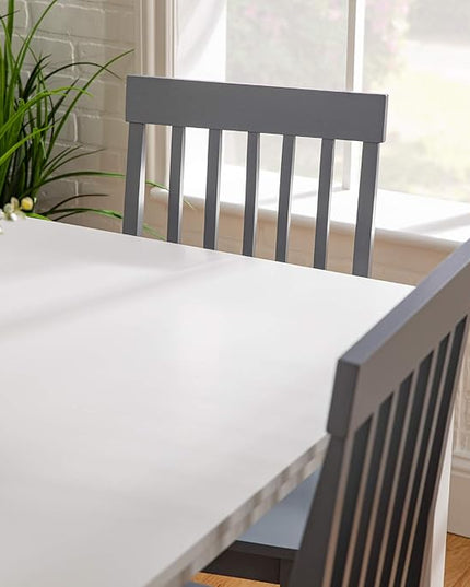 Walker Edison 4 Person Modern Farmhouse Wood Small Dining Table Dining Room Kitchen Table Set 4 Chairs Set, 48 Inch, White and Grey - LeafyLoom