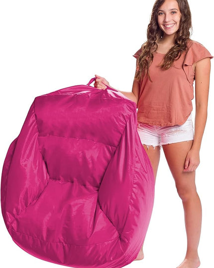 Posh Creations Structured Comfy Seat for Playrooms and Bedrooms, Large Bean Bag Chair, Coronado Chair, Pink - LeafyLoom