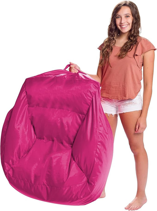 Posh Creations Structured Comfy Seat for Playrooms and Bedrooms, Large Bean Bag Chair, Coronado Chair, Pink - LeafyLoom