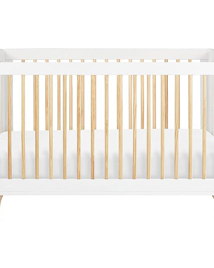 Babyletto Lolly 3-in-1 Convertible Crib with Toddler Bed Conversion Kit in White and Natural, Greenguard Gold Certified - LeafyLoom