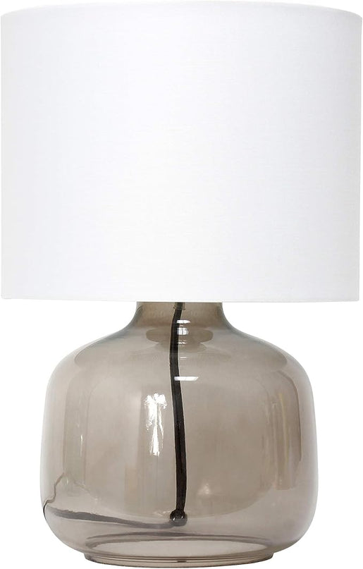 Simple Designs LT2064-SMW Smokey Glass Table Lamp with White Fabric Shade (Pack of 4) - LeafyLoom